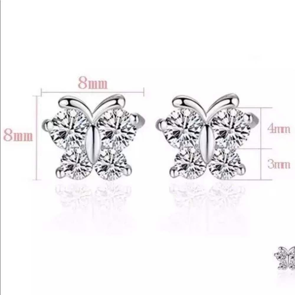 🌟 Sterling Silver 925 Butterfly Stud Earrings 🦋 - Picture 3 of 4